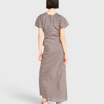 MIRTH Marais Silk Top in Shadowline Plaid — worn, back view