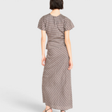 MIRTH Marais Silk Top in Shadowline Plaid — worn, back view