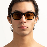 Comanche Sunglasses - Chelonian straight on view on male model 