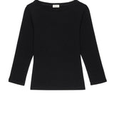 The Baby Rib Boat Neck - Jet flat lay view