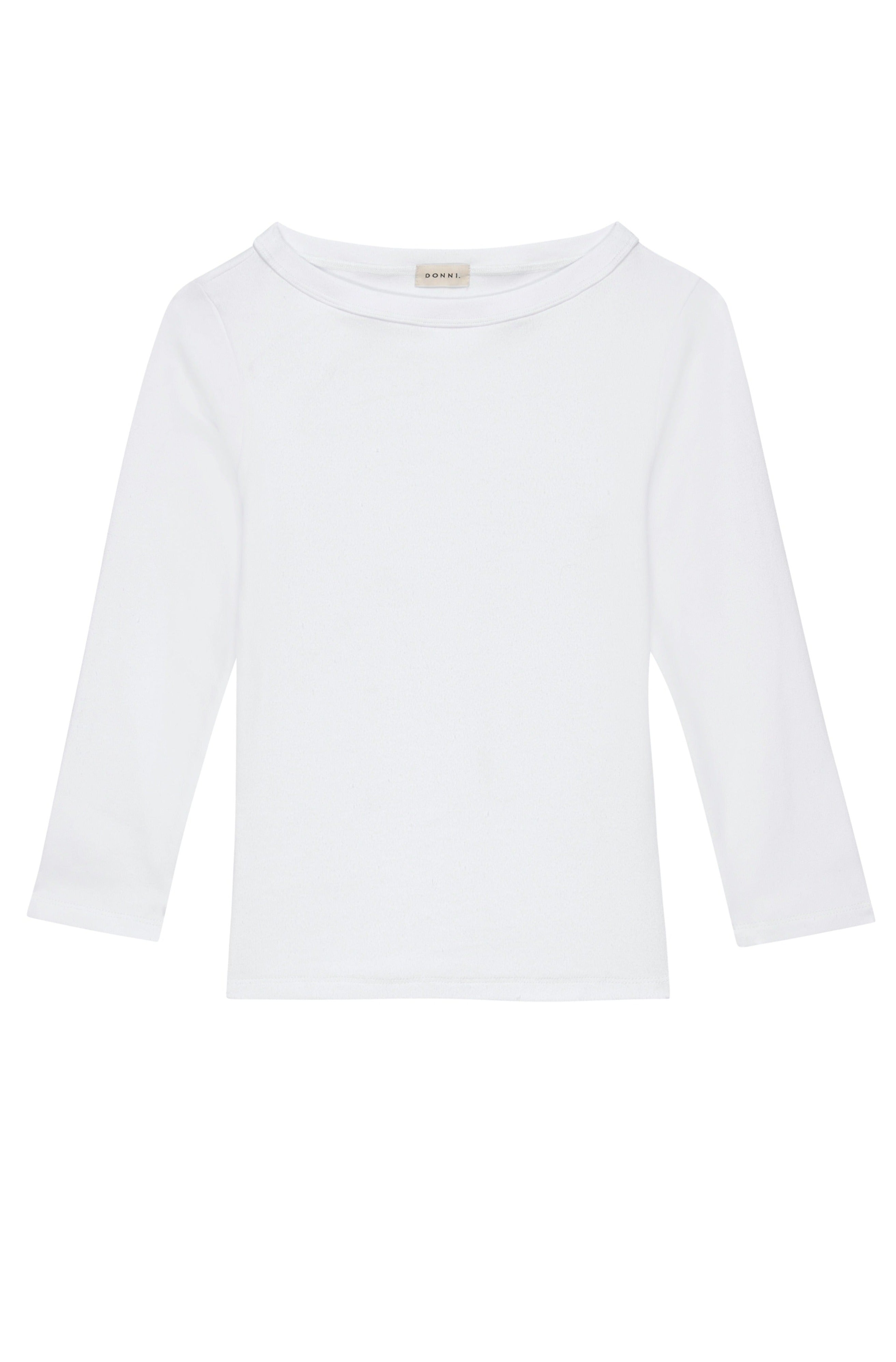The Baby Rib Boat Neck - Powder flat lay view