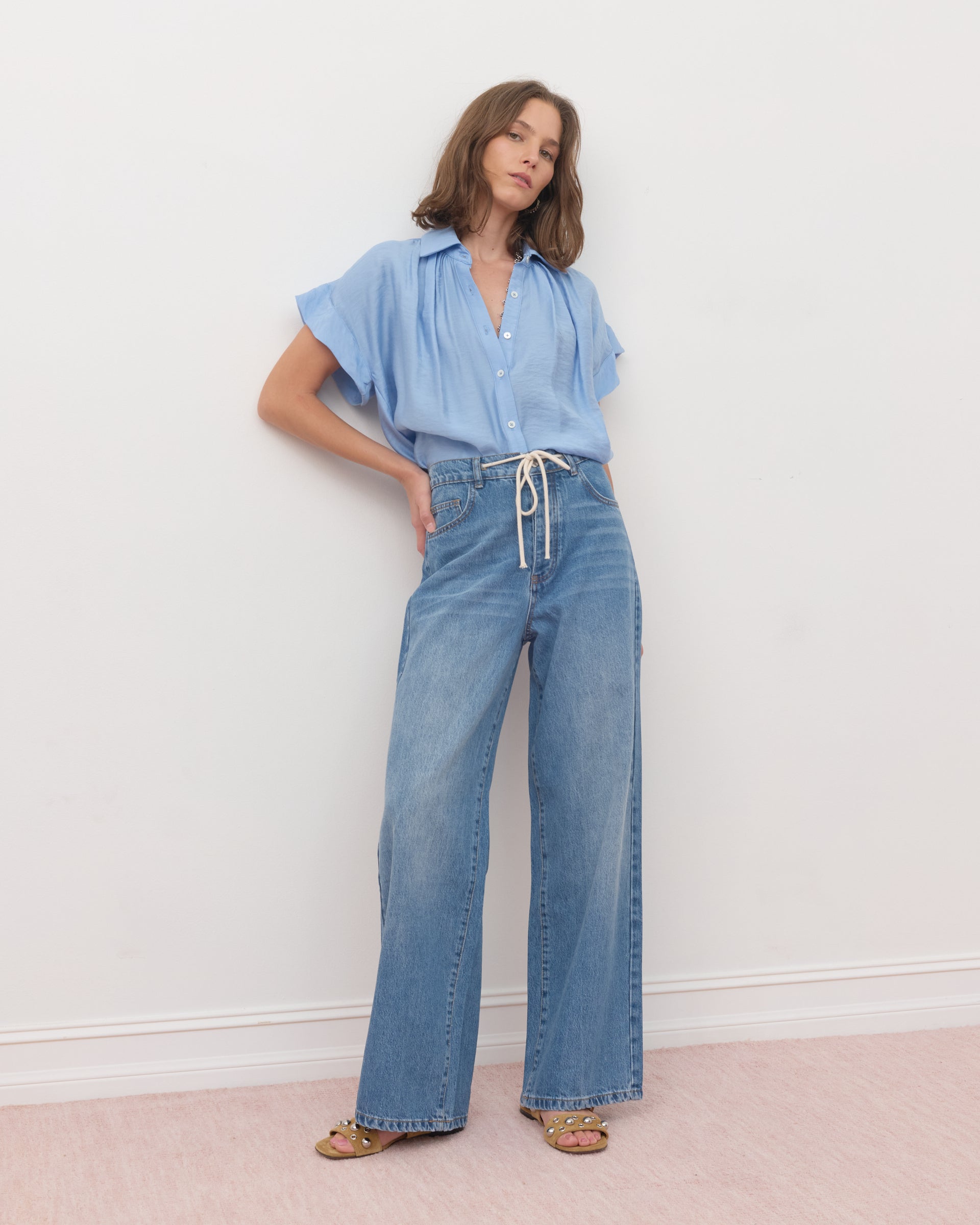 SECULAR Trinity Button Top - Blue