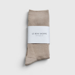 JONES + CO Le Bon Shoppe Trouser Socks in Eggnog cream, a sleek modal blend dress sock with calf coverage.