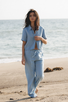 Delphine Linen Pant - Baby Blue