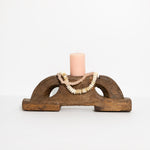 Vintage Wooden Distressed Candle Holder — view 2