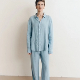 Cecile Oversized Linen Shirt - Baby Blue