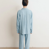 Cecile Oversized Linen Shirt - Baby Blue