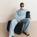 Cecile Oversized Linen Shirt - Baby Blue