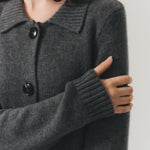 Kaia Cashmere Cardigan in Stone Grey - lifestyle