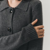 Kaia Cashmere Cardigan in Stone Grey - lifestyle