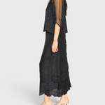 MIRTH Bari Organza Top in Black Waterlily — worn, side view