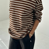 Marseille Top - White Stripe on Coffee