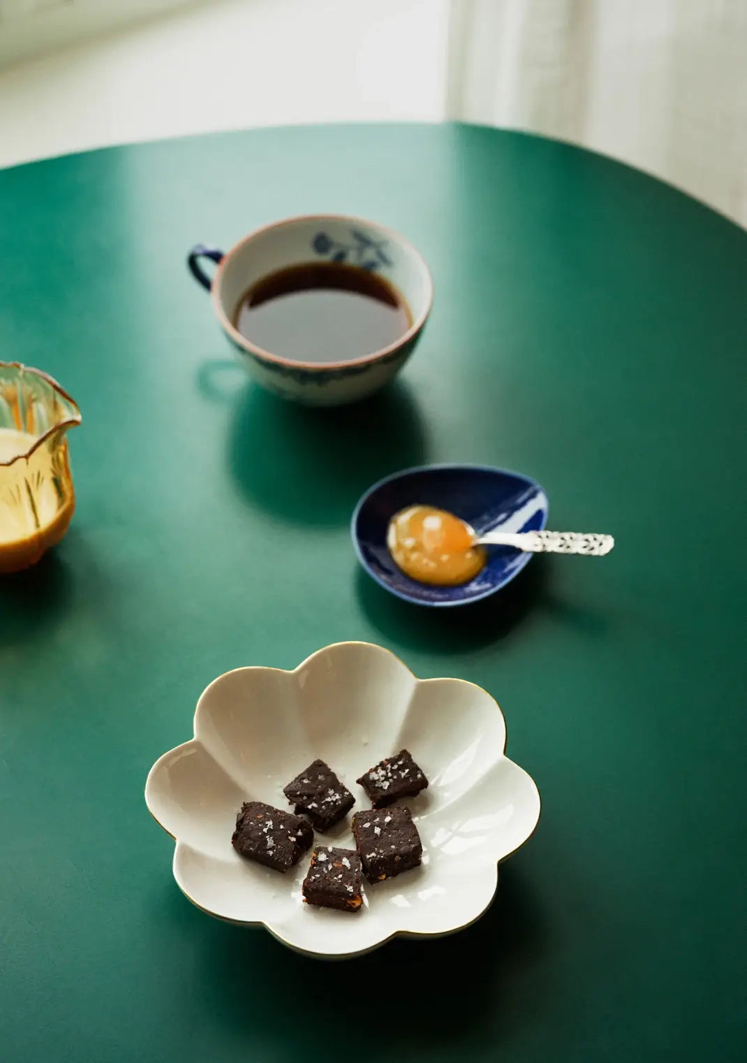 havsno sea salt flakes being garnished on chocolate and an egg