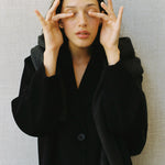 SISA Notch Collar Long Baby Alpaca Coat in Midnight