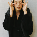 SISA Notch Collar Long Baby Alpaca Coat in Midnight