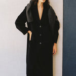 SISA Notch Collar Long Baby Alpaca Coat in Midnight