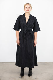 Eden Dress - Black Pencil Stripe