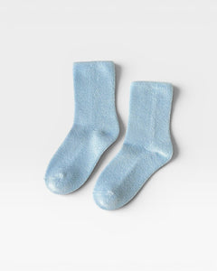 JONES + CO Le Bon Shoppe Cloud Socks in Celesite blue, a plush terry cotton blend crew sock.