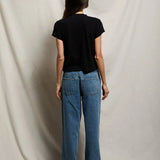 Alanis V Neck - True Black, relaxed cropped fit side view