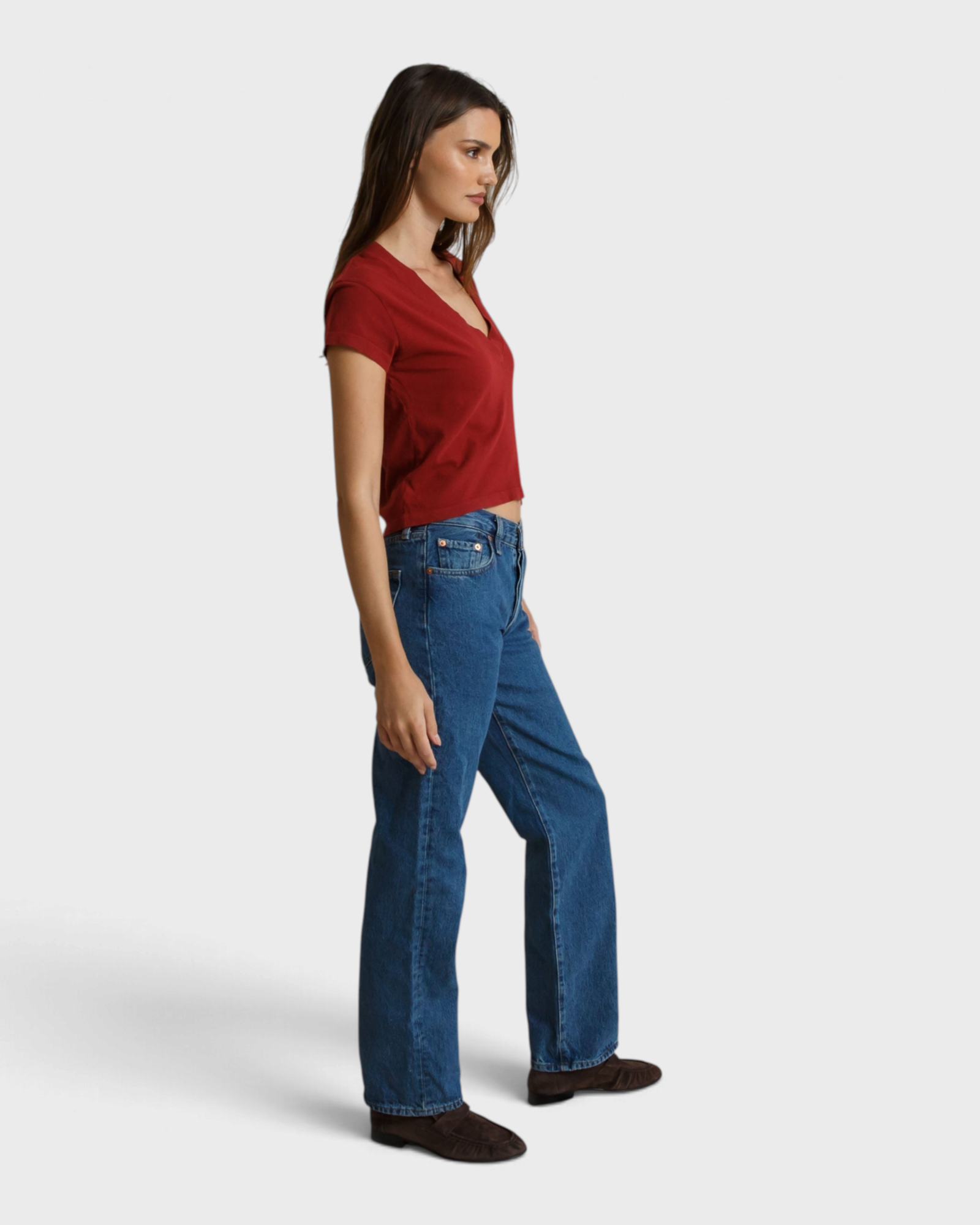 Alanis V Neck - Ruby Red