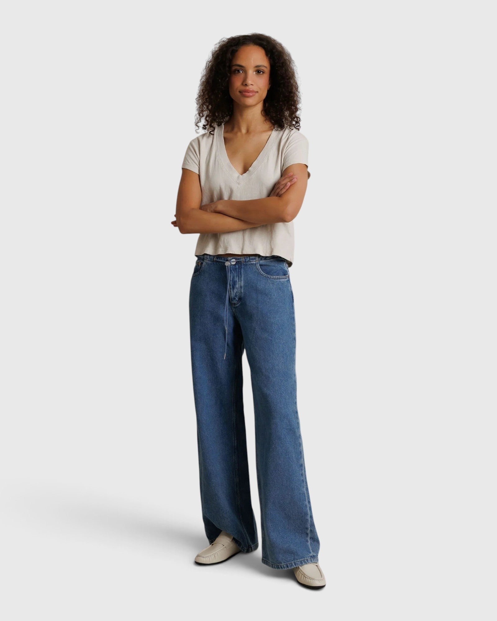 Alanis V Neck - Whitecap Grey
