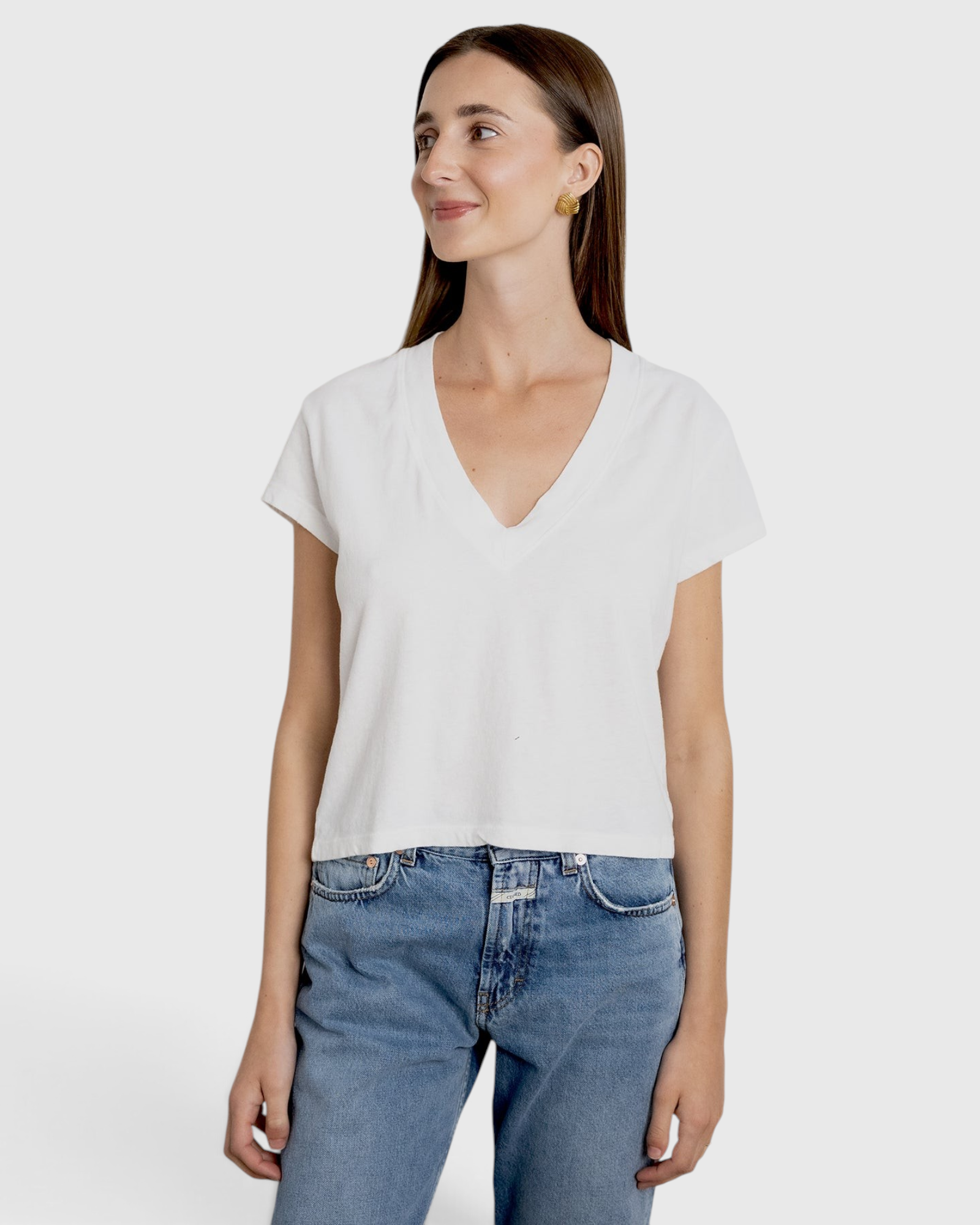 Perfect White Tee Alanis V Neck - White