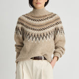 Fair Isle Mock Neck - Oatmeal
