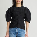 Noor Button Front Top - Black