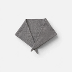 JONES + CO grey cashmere and wool blend bandana scarf with a soft knit texture, styled in a classic triangle fold.