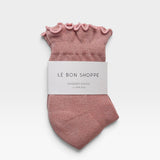 Ruffled Hugger Crew Socks - Vintage Pink / Red
