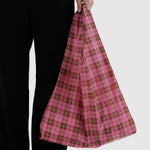 Standard Baggu - Azalea Pink Tartan, in use