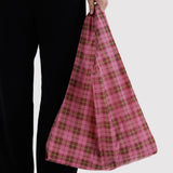 Standard Baggu - Azalea Pink Tartan, in use
