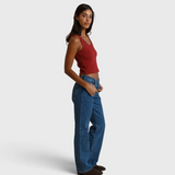 Blondie Structured Rib Bra Friendly Tank - Ruby Red