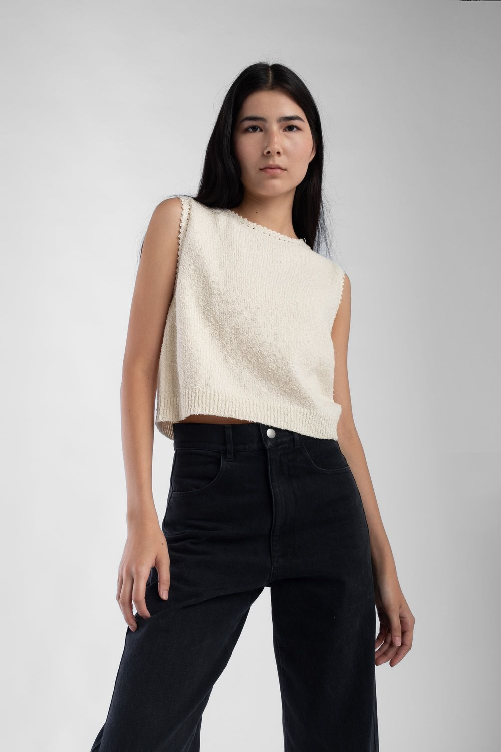 Boucle Tank - Cream — view 5