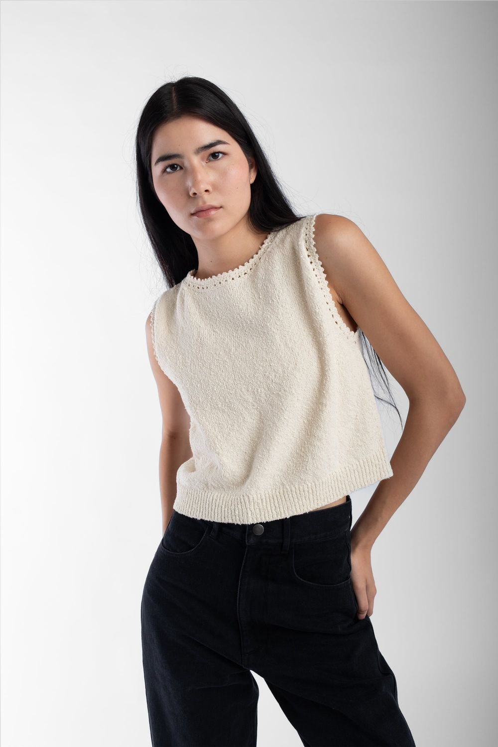 Boucle Tank - Cream — view 6