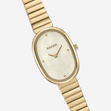 Jane Watch - Gold and White with band stretched flat