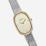 Jane Watch Tethered - Silver and White with band laid out 