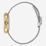 Jane Watch Tethered - Silver and White side view of circular band