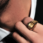Nocturne Time Ring - Gold and Deep Amber on male model
