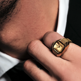 Nocturne Time Ring - Gold and Deep Amber on male model
