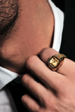 Nocturne Time Ring - Gold and Deep Amber on male model