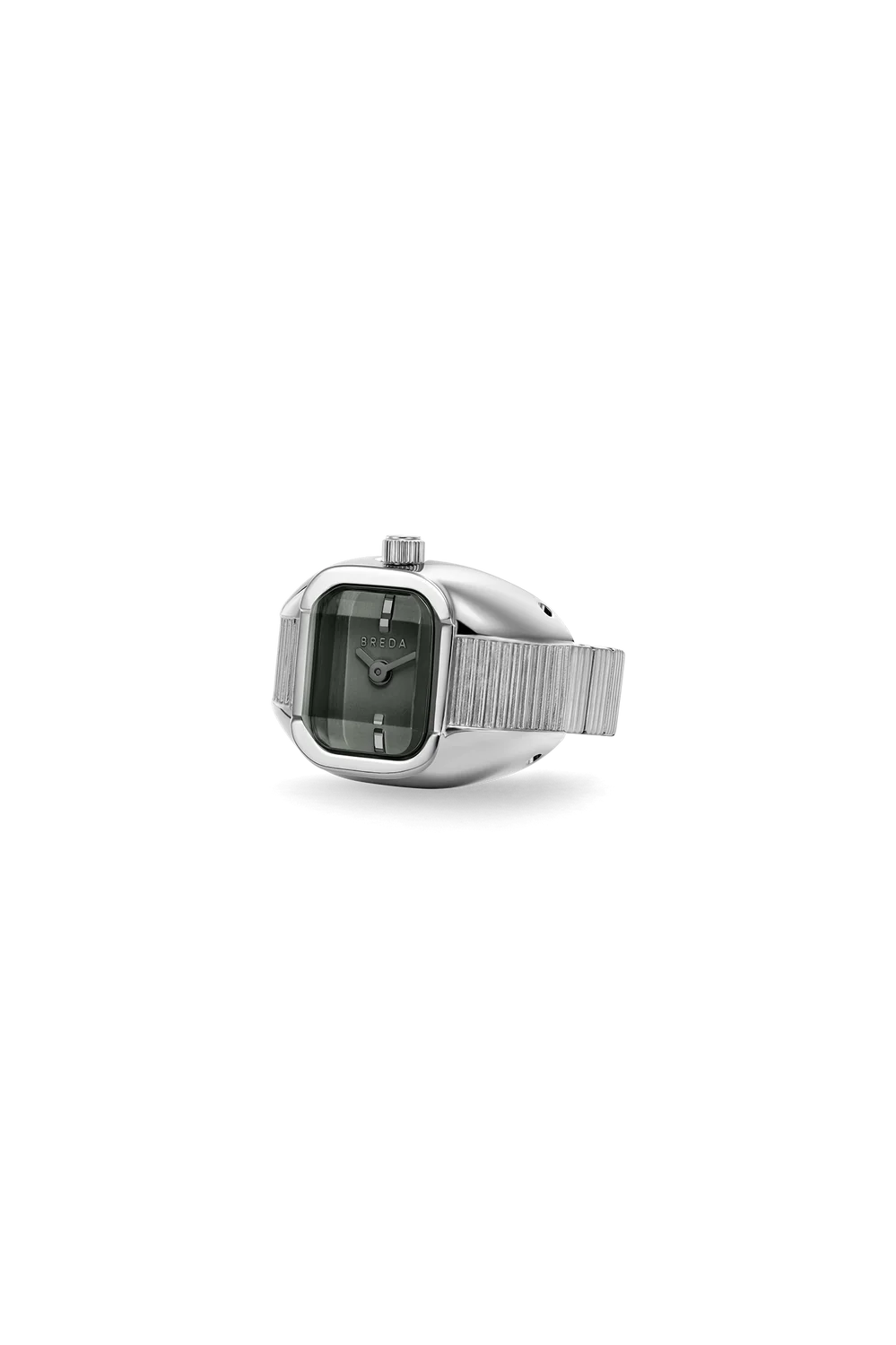 Nocturne Time Ring - Silver and Smoke image of ring on an angle