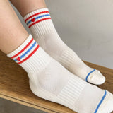 Embroidered  Girlfriend Socks - leche + heart