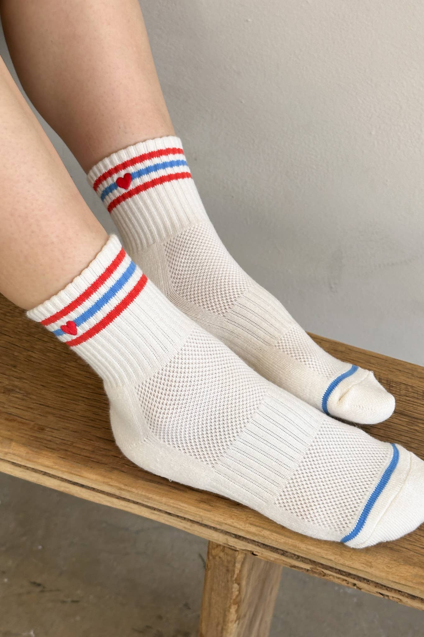 Embroidered  Girlfriend Socks - leche + heart
