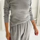 Pointelle Fundamental Tee - Melange Grey