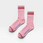 JONES + CO Le Bon Shoppe Embroidered Boyfriend Socks in Amour Pink with an embroidered heart.