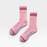 JONES + CO Le Bon Shoppe Embroidered Boyfriend Socks in Amour Pink with an embroidered heart.