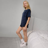 Washable Silk Tee Short Set - Deep Blue