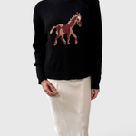 Ciao Lucia Rianne Pullover with horse intarsia in black