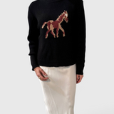 Ciao Lucia Rianne Pullover with horse intarsia in black